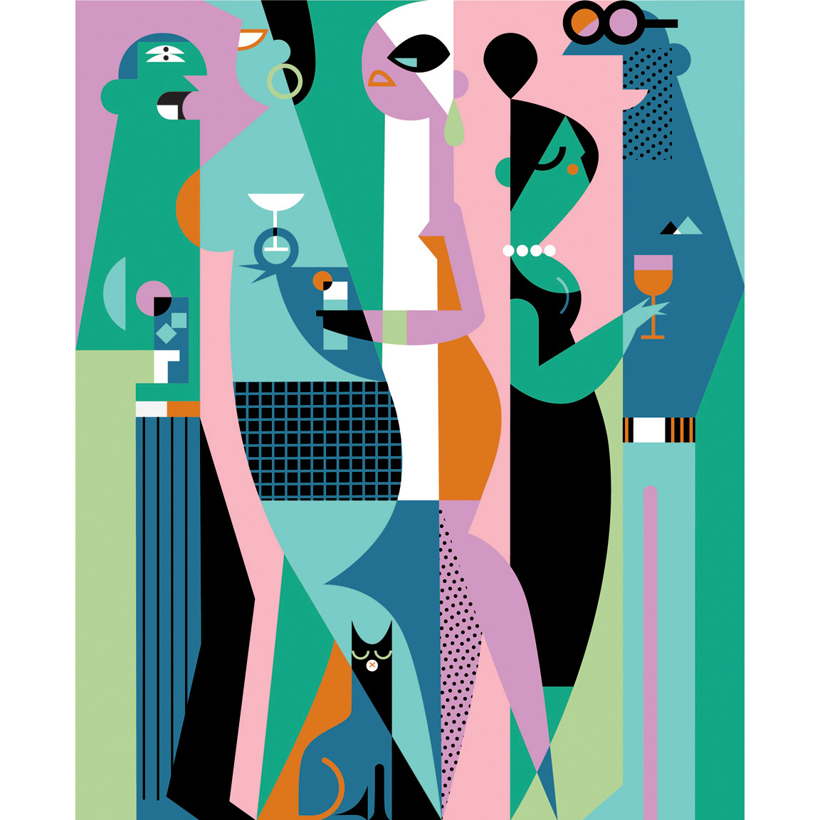 lifestyle fashion illustration retro illustation abstract graphic design  cocktail mid century
