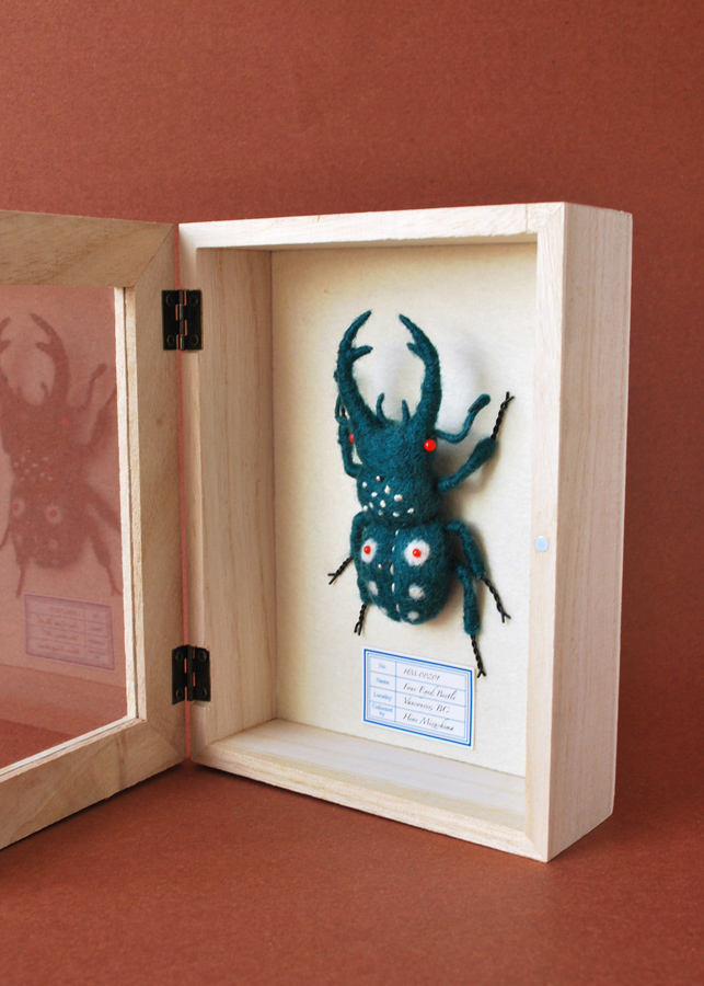 art felt needlefelt ant beetle slug handmade hine mizushima cabinet fiber art Exhibition   show Nature bug insect