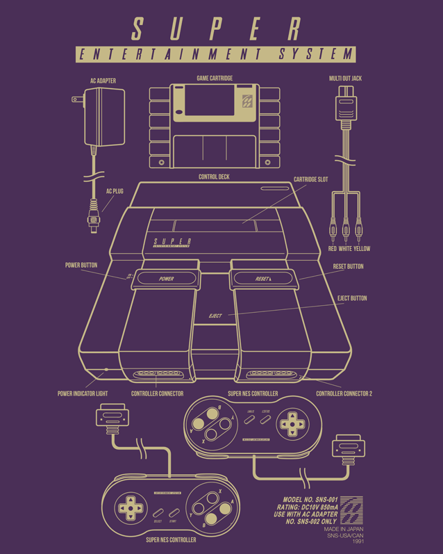 Gaming snes NES Retro Nintendo Super Nintendo vector tshirt print