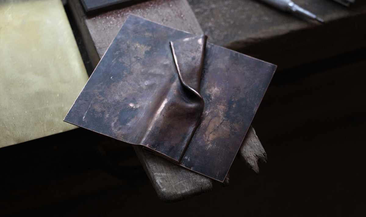 box brass copper fold foldforming handmade metal metalwork object Technique
