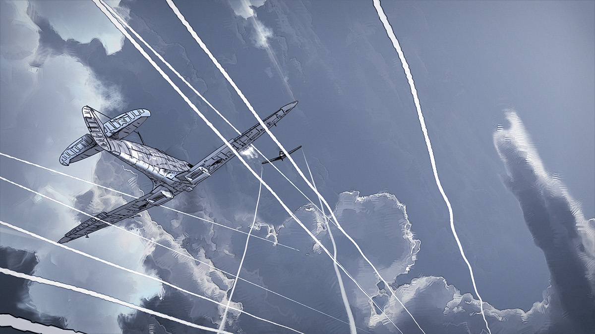 War airplane clouds battle Chase