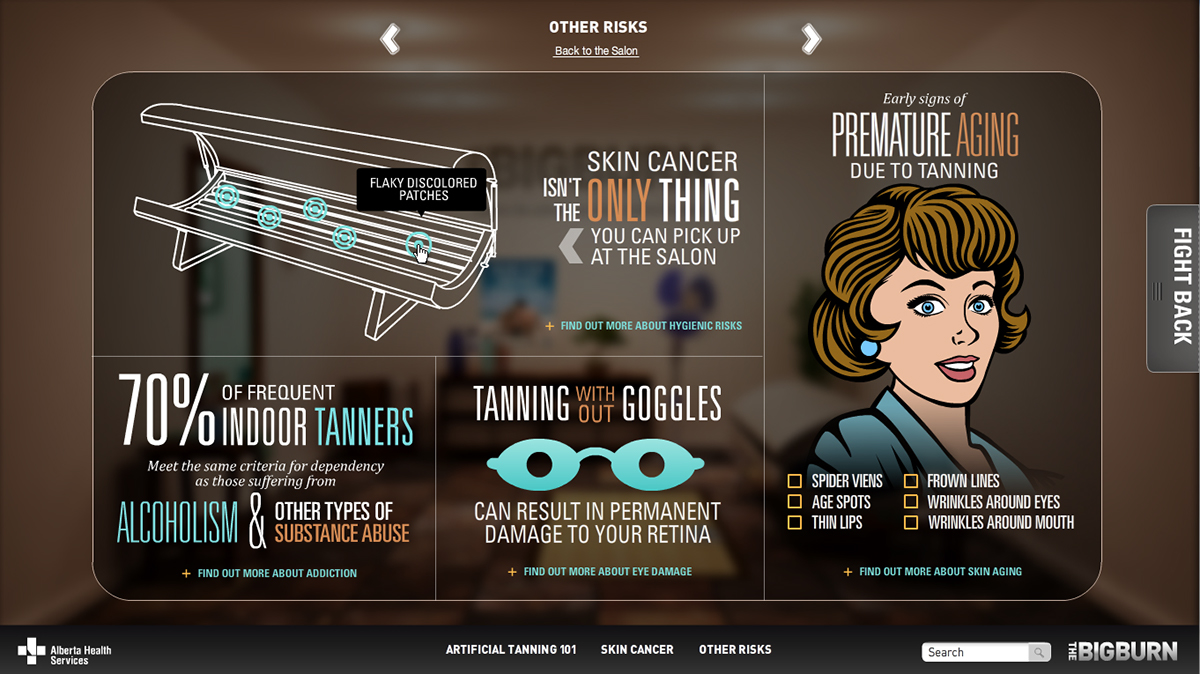 artificial tanning  alberta health ahs  thebigburn  virtual room  infographics Flash