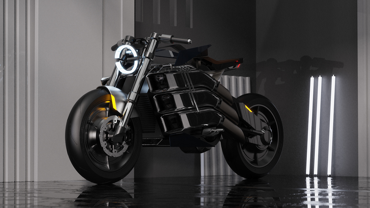 3D car concept electric motorcycle resonant Vehicle Bike design Euterpe
