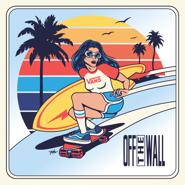 Vans OFFTHEWALL skate Surf California draw 70s skateboardsing