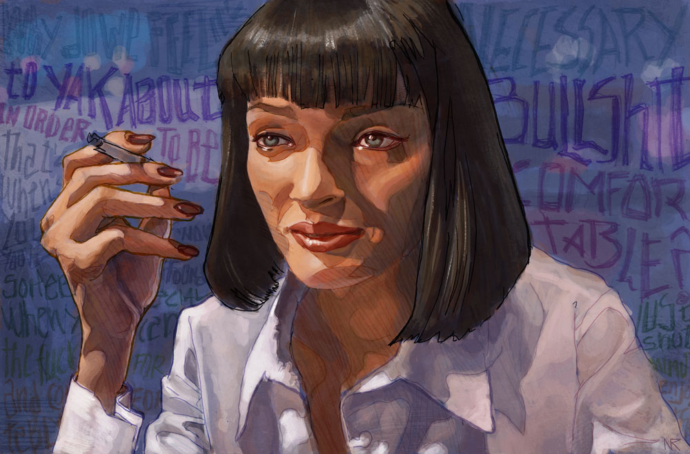 pulp fiction mia wallace Drawing  portrait painting   digital painting
