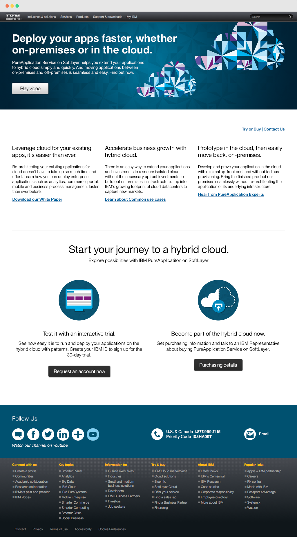 Website IBM landing page