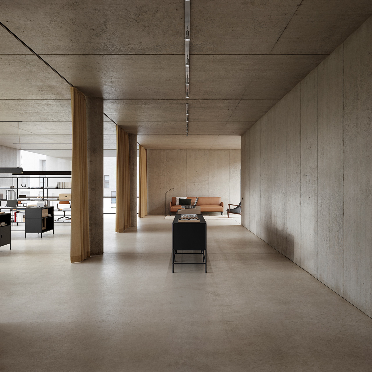 architecture archviz Brutalism CGI concrete doi furniture design  interior design  Minimalism visualization