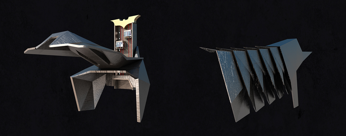 design batman concept creative 3d max vray museum Exhibition  batcave bamobile panorama restaurant