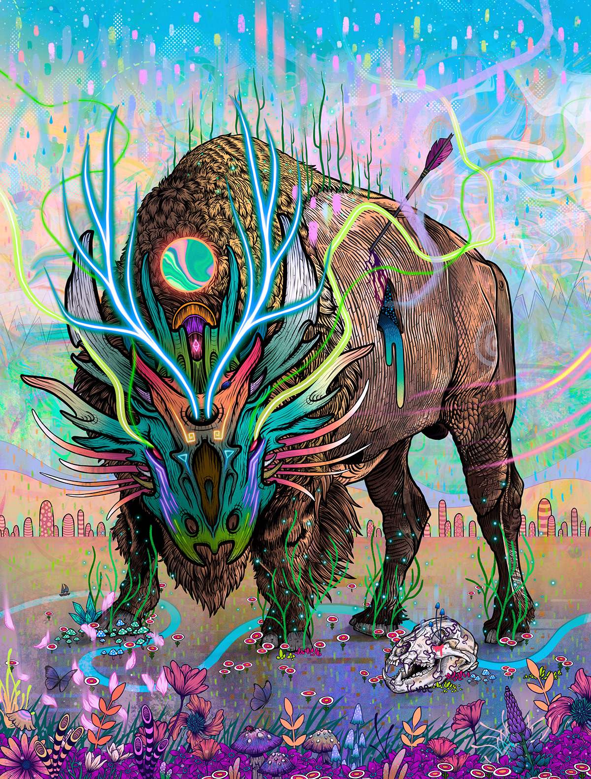 Digital Art  Procreate Drawing  fantasy creature animals psychedelic ILLUSTRATION  artwork digital illustration