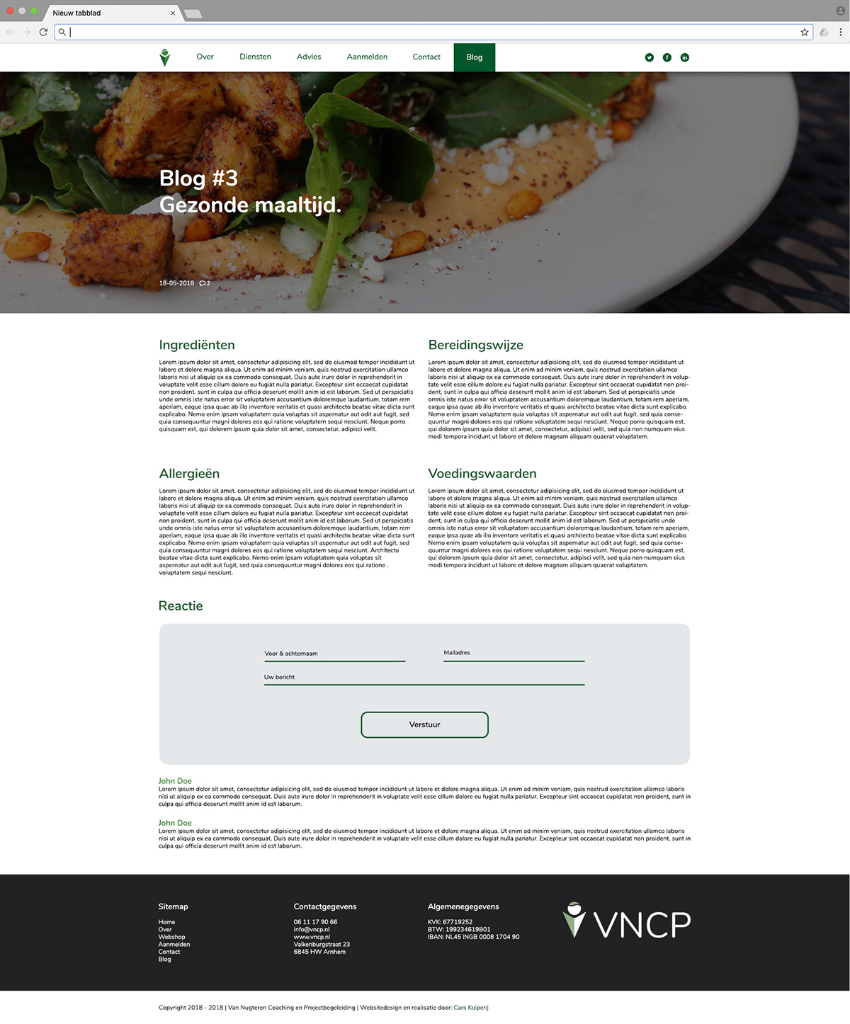 Webdesign Website photoshop Illustrator VNCP lifestyle coaching Projectbegeleiding