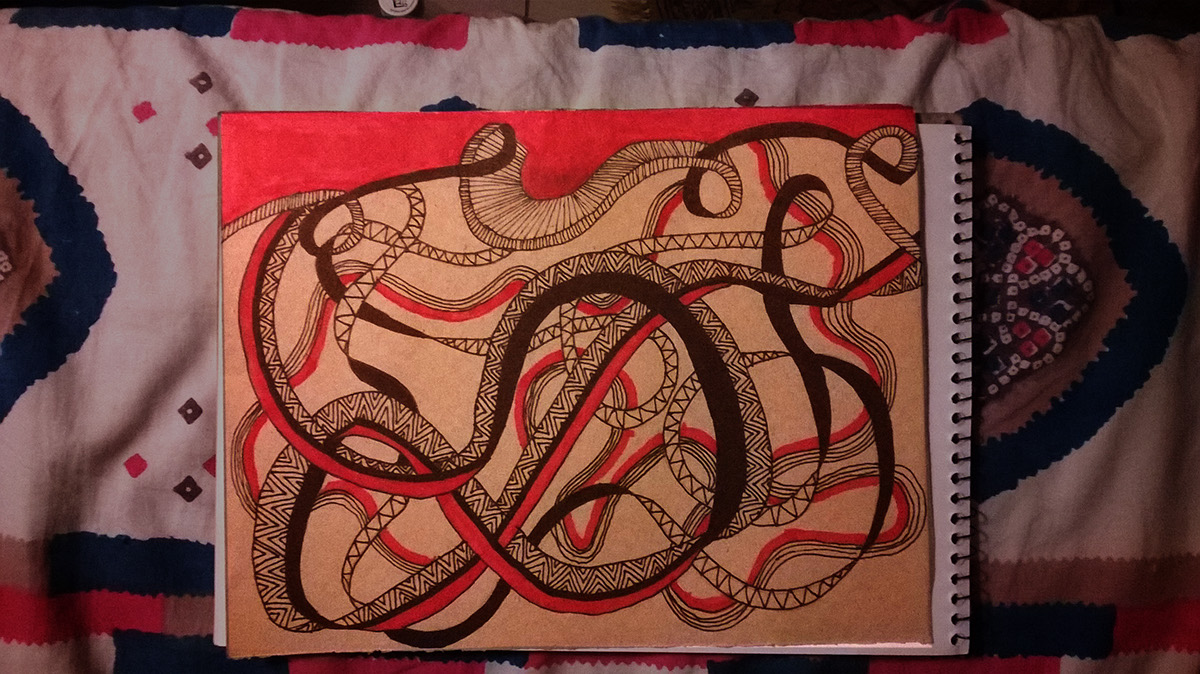 Snake Skin snake skin loops doodles red black red and black Red&Black experiment markers