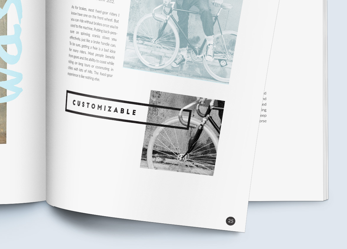 fixie editorial spread magazine Layout Bike minimal fixed print design