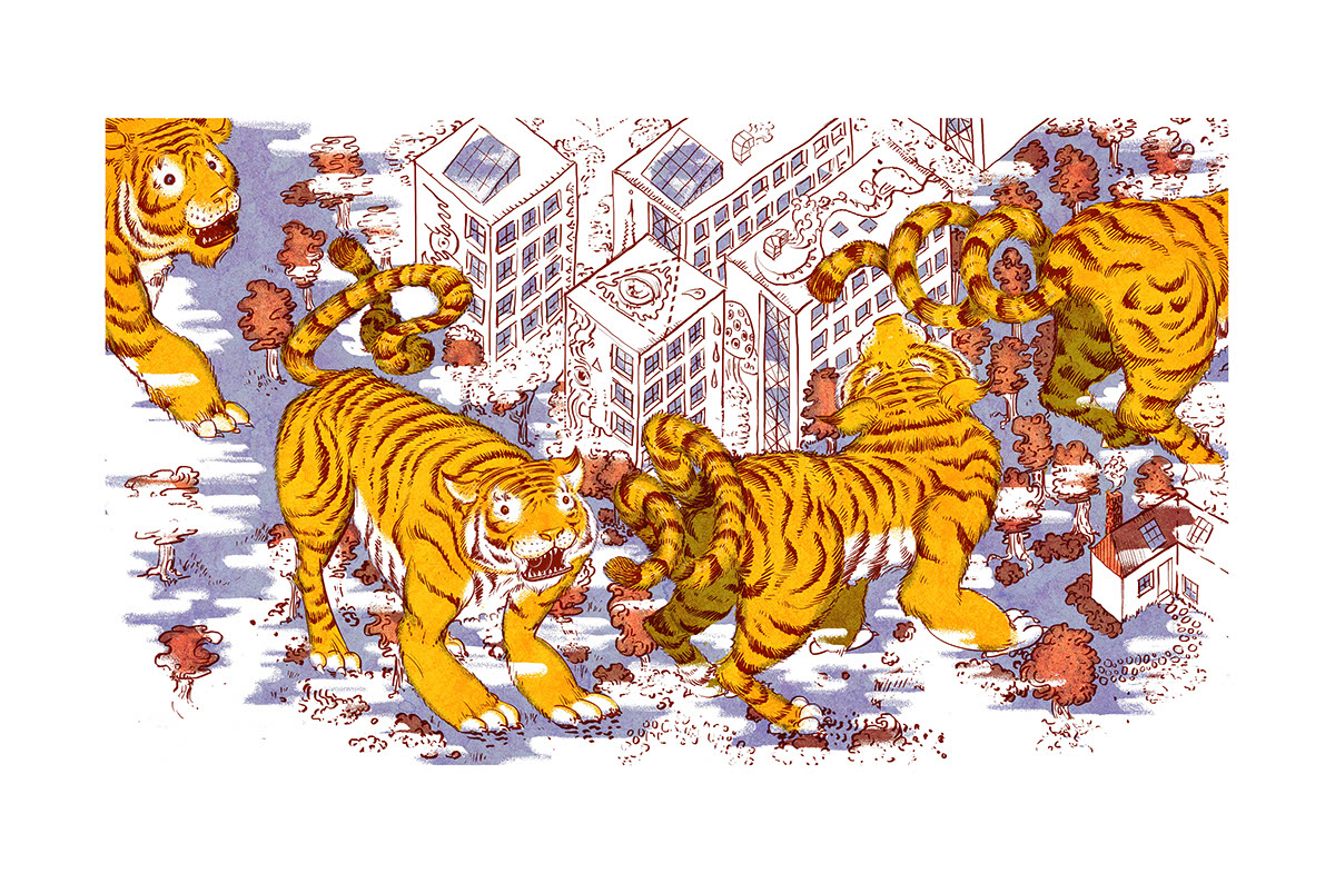 monster tiger digital-illustration Drawing  wacom Digital Art  photoshop