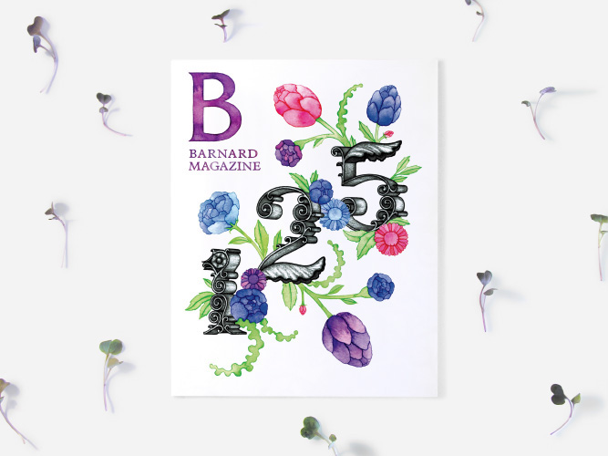 Barnard college magazine anniversary cover bloom flower leaf Plant gate ivy lettering letter handmade art