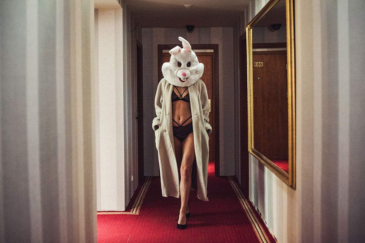 woman portrait bunny emotion hotel