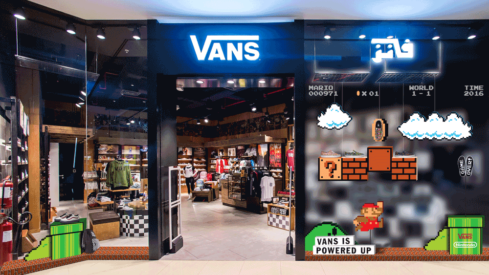 Vans Nintendo Vans x Nintendo off the wall retail brand marketing fall collection 2016 Retail design