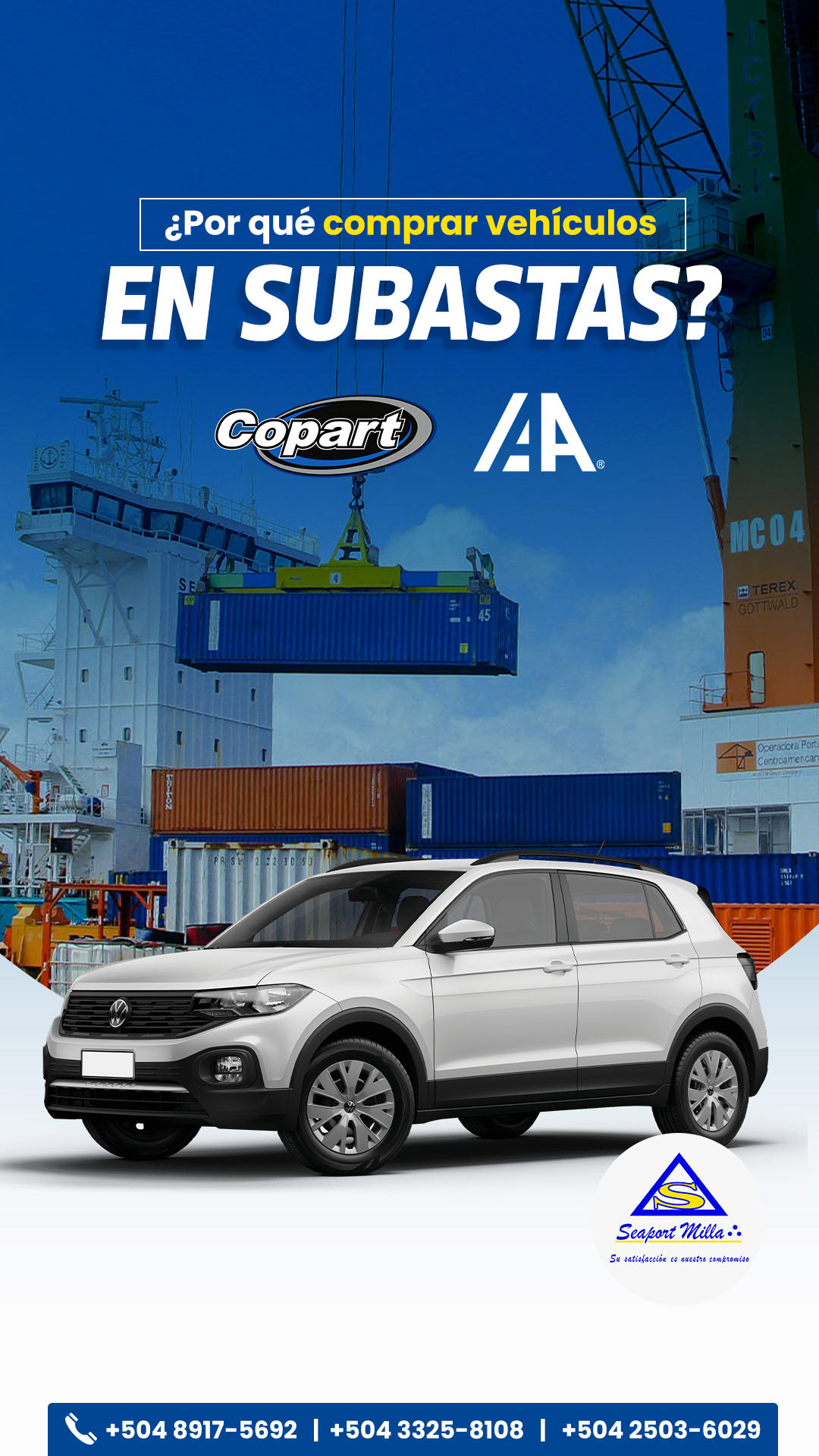 Aduana agente aduanal Copart diseño gráfico IAA redes sociales subasta vehiculo