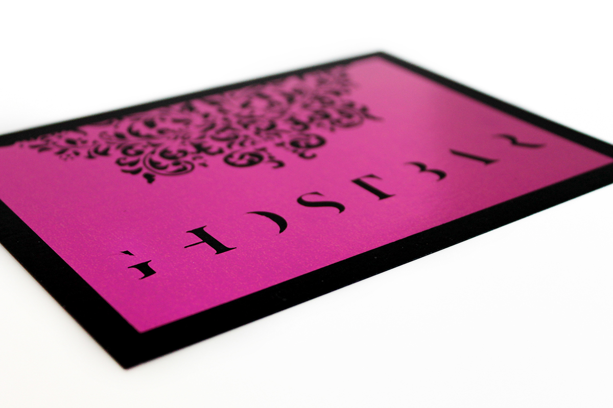 Invitation  direct mail  bar  Nightlife  Pink   magenta  Foil  custom  Re-launch  brand
