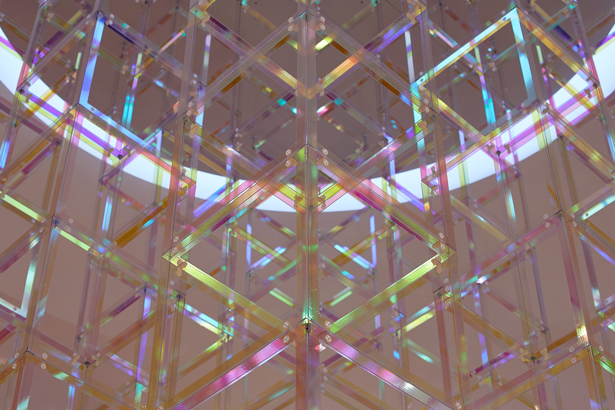 color color changing cube cubes Iridescence iridescent light light art light artist suspended