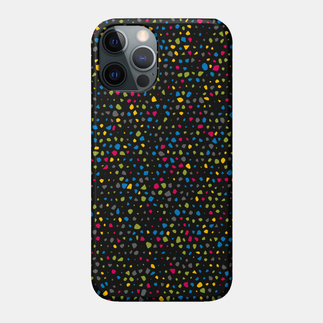 colourful terrazzo speckle pattern black phone case