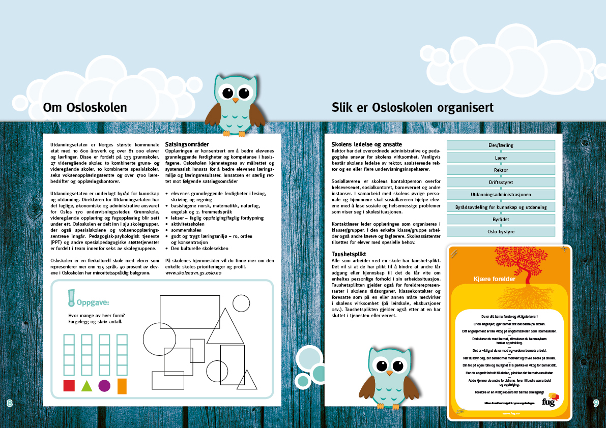 Skolestart  Utdanningsetaten  brosjyre  brochure owl school Education ugle editorial reaksjonelt