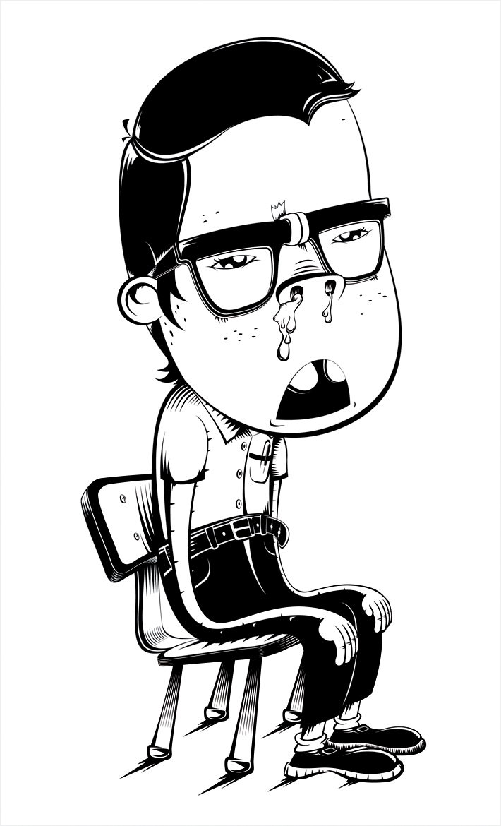 nerd get a life boy illustration boy Loser black and white