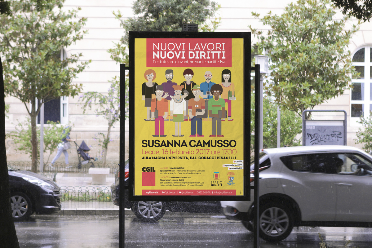 big sur Nuovi Lavori Nuovi Diritti CGIL Susanna Camusso allestimenti graphic design  comunicazione