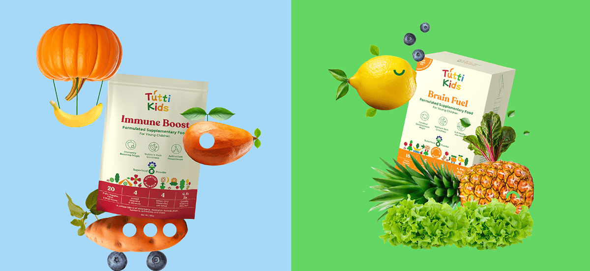 kids brand identity geometric Character design  cute Fruit kids packaging Food  visual identity marketing  
