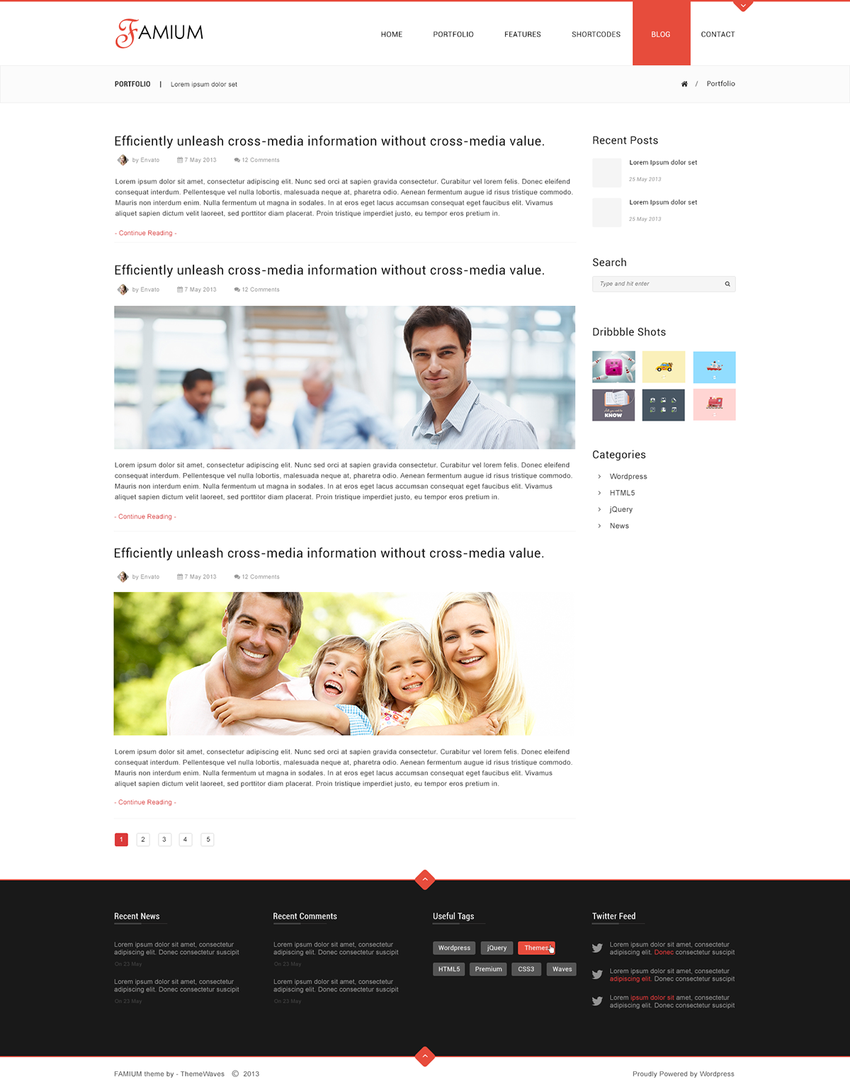 Website site template psd template business clean flat modern One Page portfolio