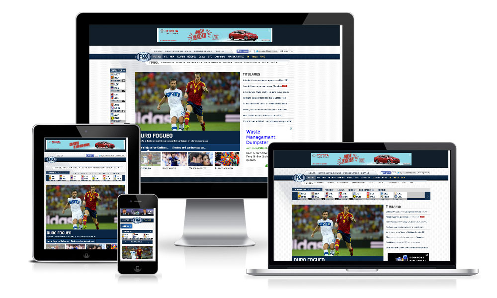 sports media news Responsive mobile Fox Sports Fox Deportes spanish Futbol soccer live HTML css cms world cup