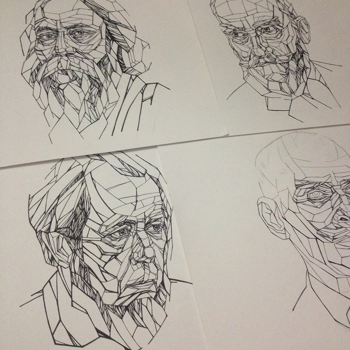 writers Nobel Prize literature graphic art pencil portrayal Illusrator illustrations ink paper