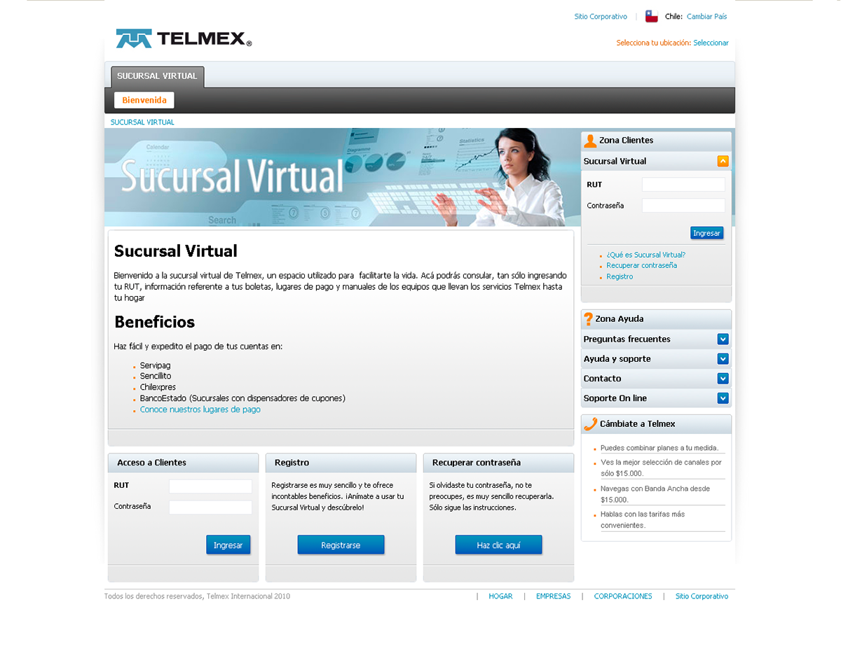 chile claro IBM telmex Telecom web portal