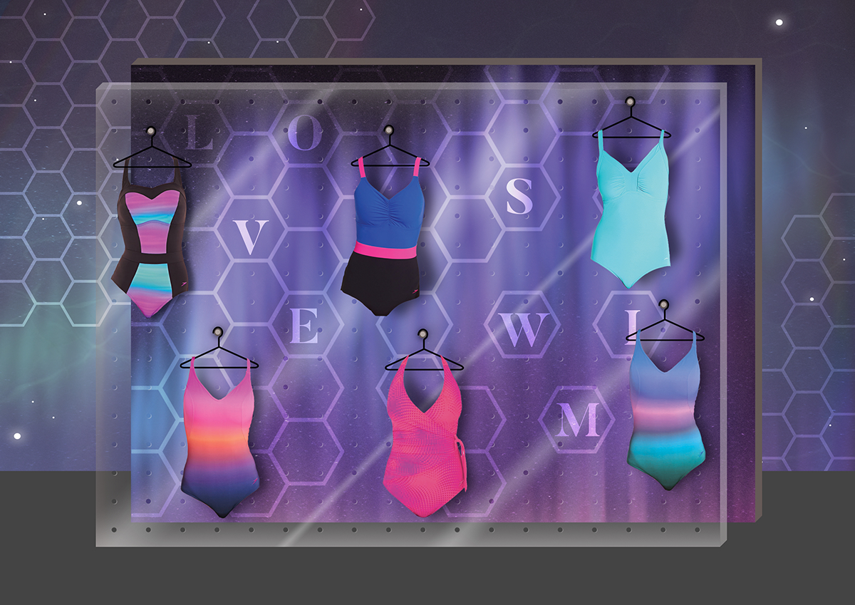 Speedo sculpture shop Retail store graphics type Clothing toolkit body Interior design swim swimwear Promotion