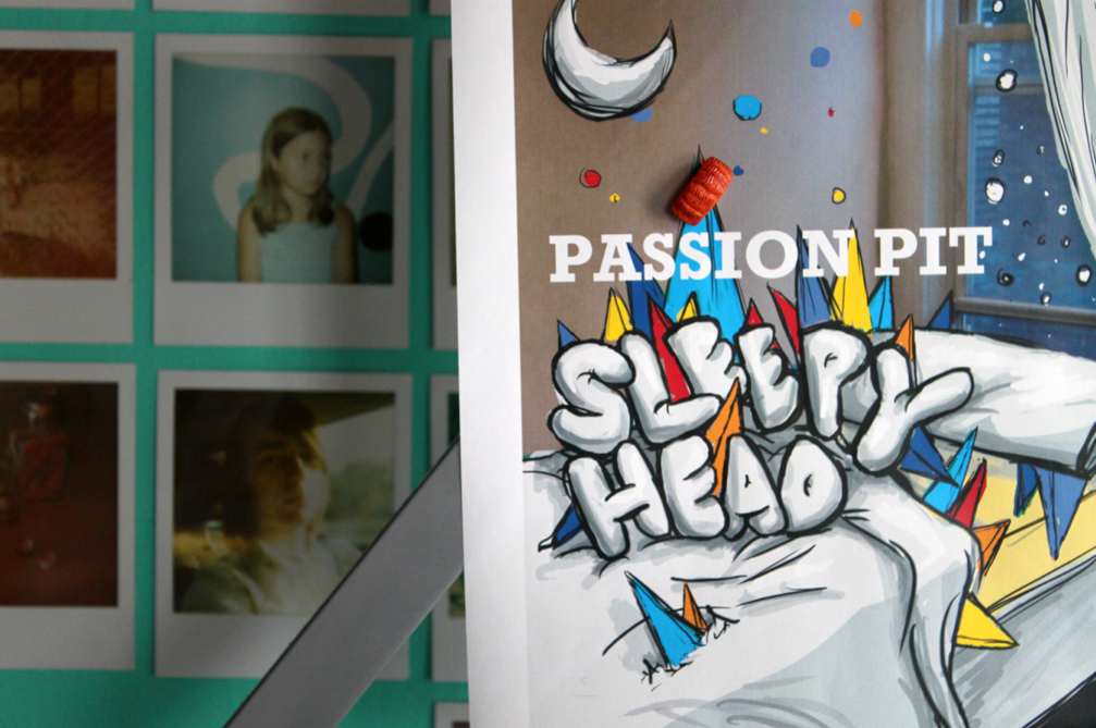 passion pit song poster print hand made heather mendonça 2010 sleepy head bedtime paper pillows
