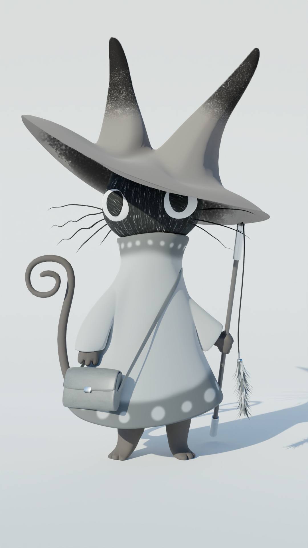 Cat witch 3D blender 3d modeling Render design Graphic Designer brand identity Character design 