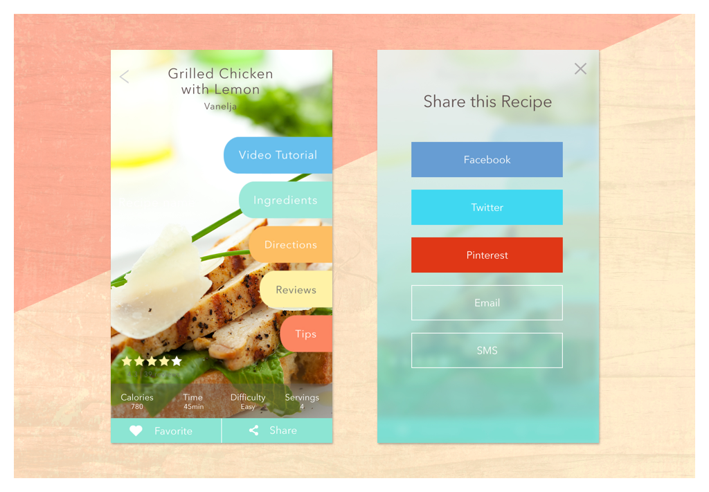daily ui DailyUI share socialshare social share social facebook recipe food app app mobile