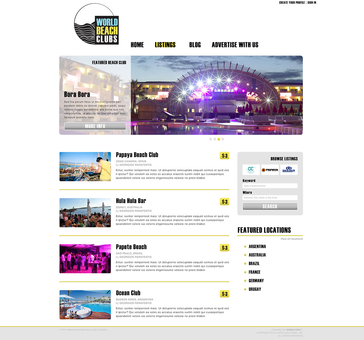 world beach clubs WORLD BEACH CLUBS Corporate Design web redesign design redesign