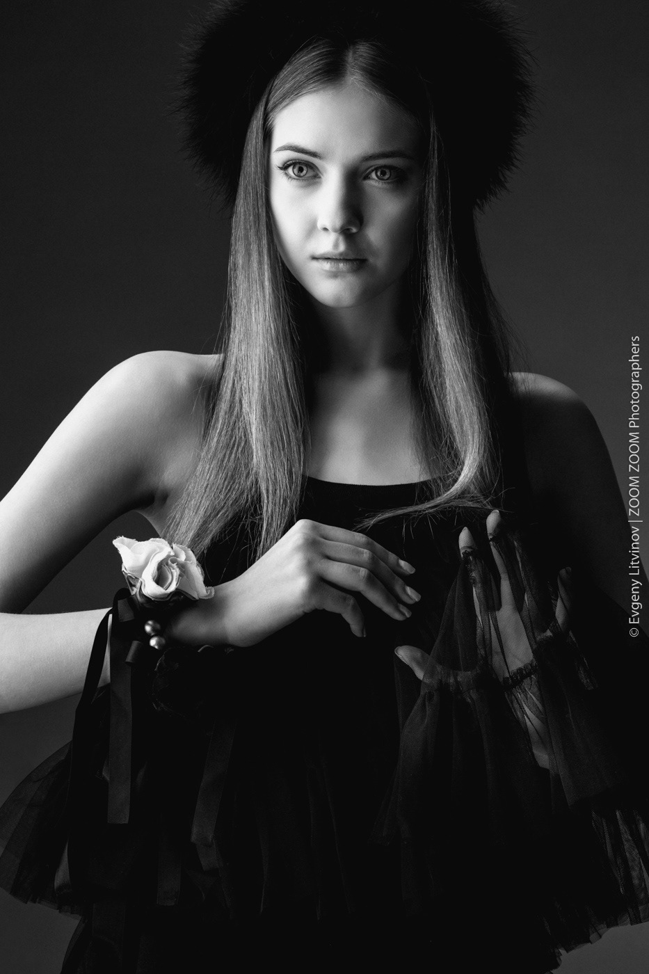 bw russian aveda Style portrait fashion woman editorial Classic swan black swan girl black and white studio
