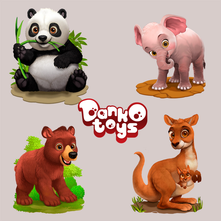 2D animals art cards cartoon cute game toys