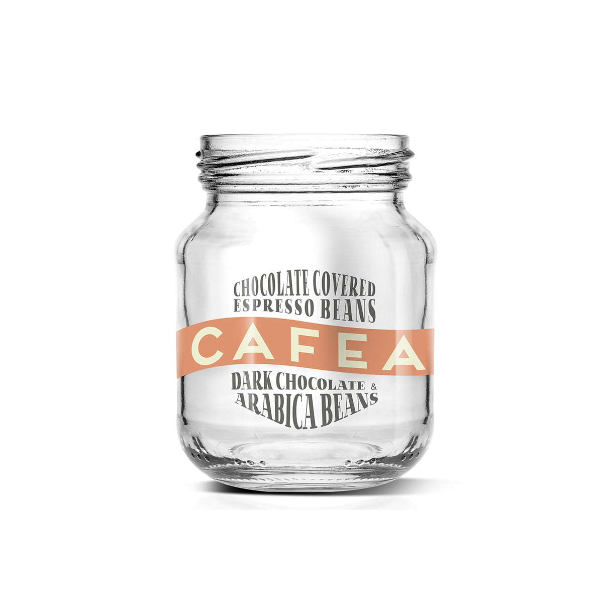 chocolate Coffee beans coffee beans jar print vintage Mockup clean simple Candy product glass Retro colorful
