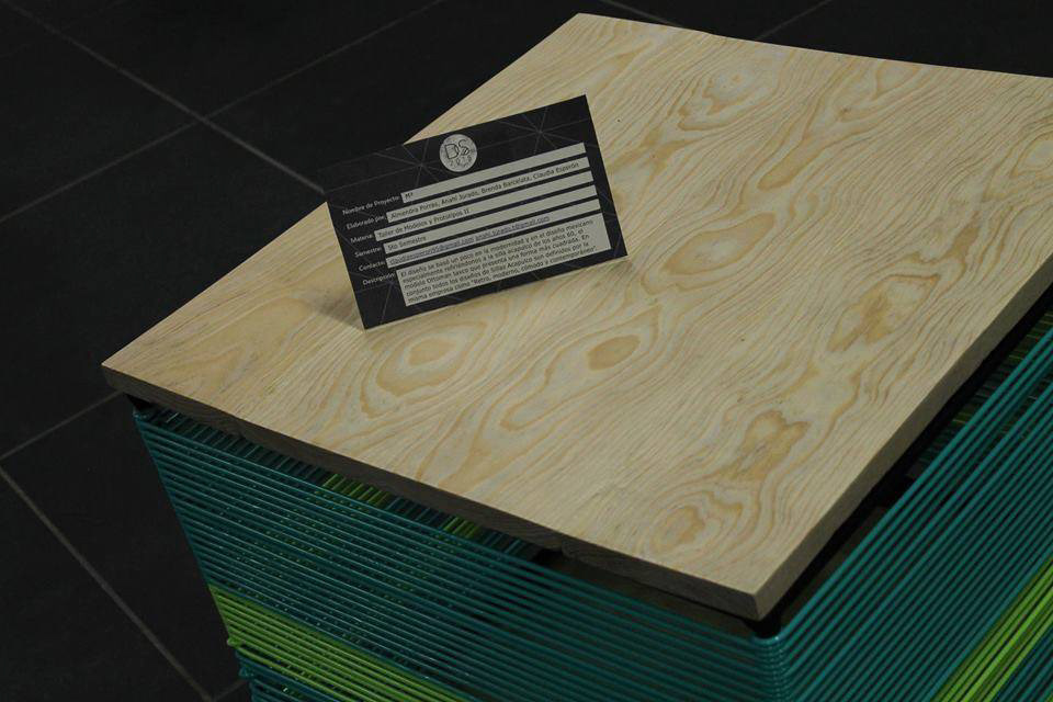 furniture table multifunctional industrial design  wood metal plastic neon