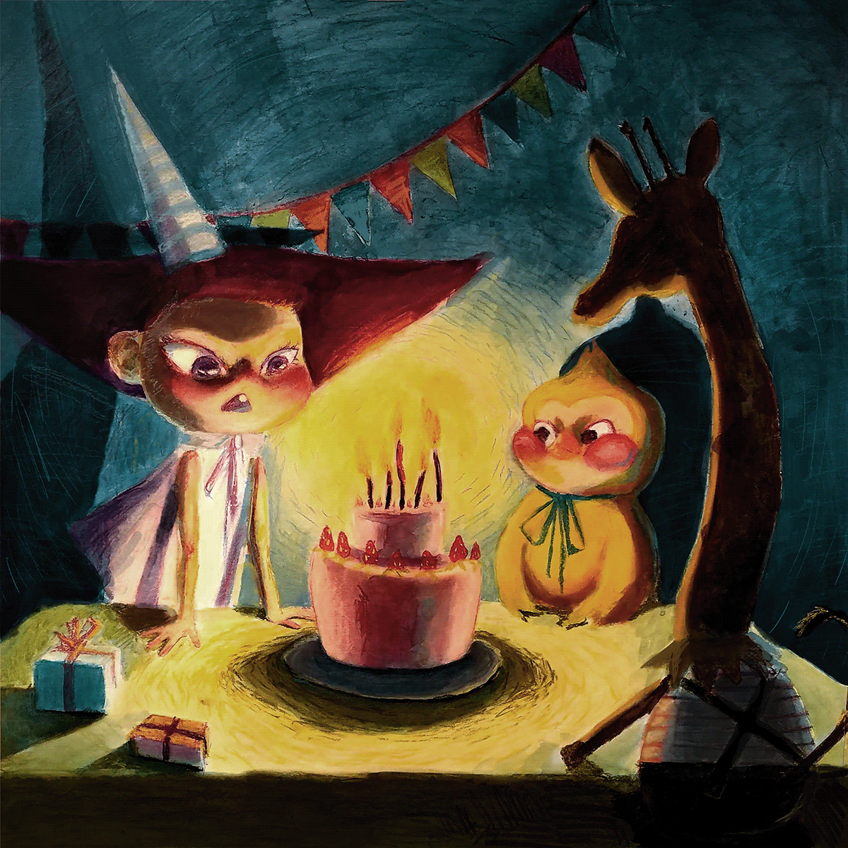 pastel acrylic Birthday cake party stuffed animals