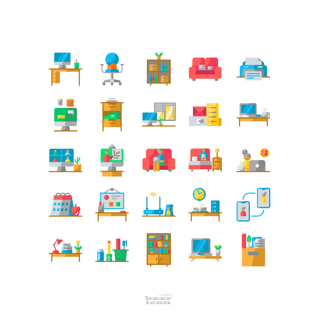 bzzricon graphic design  home office Icon icon design  iconography visual art wfh work from home