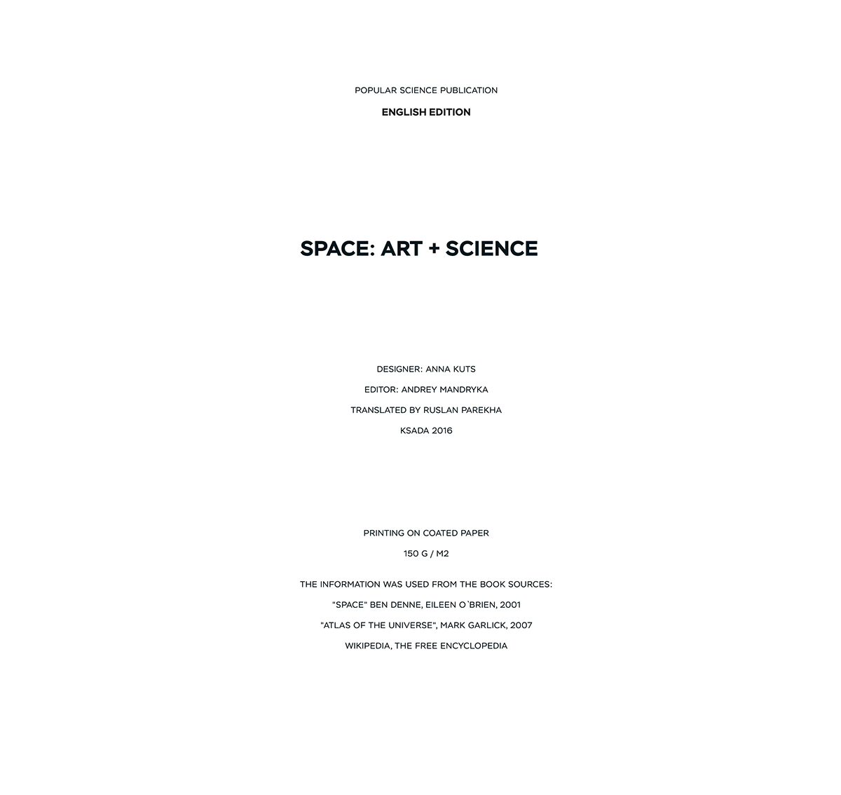 book Space  Layout editorial art science