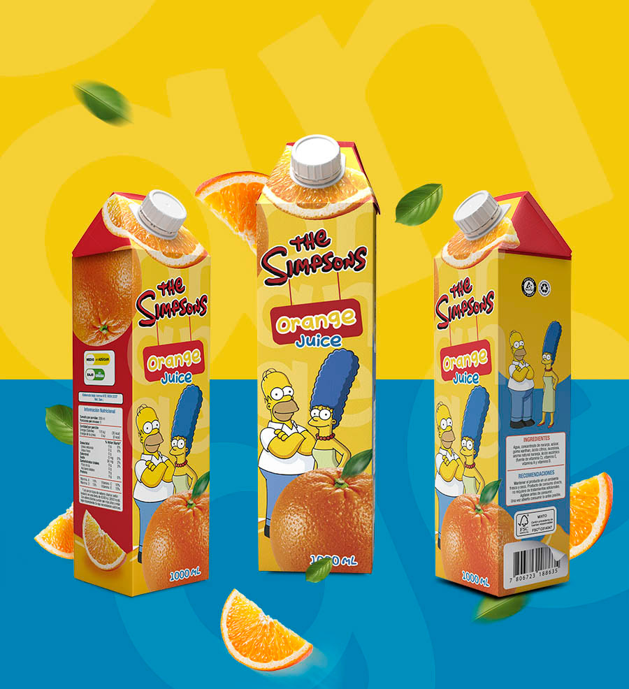 juice Packaging embalaje simpsons yellow kids