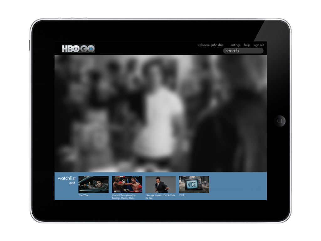 hbo iPad app ux UI graphic