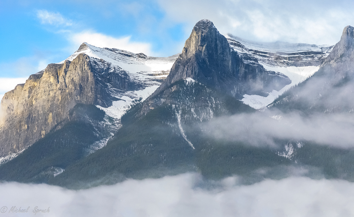 Canada Canadian Rockies. clouds Banff Landscape mist rockies