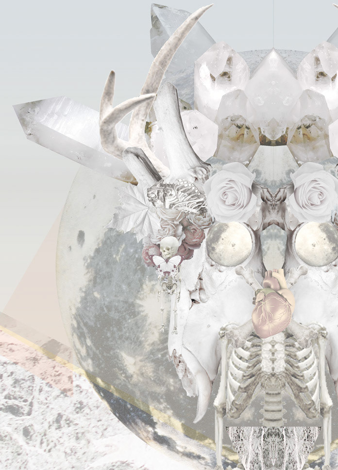 collage Digital Collage artwork skull pastel symmmetry contempary art