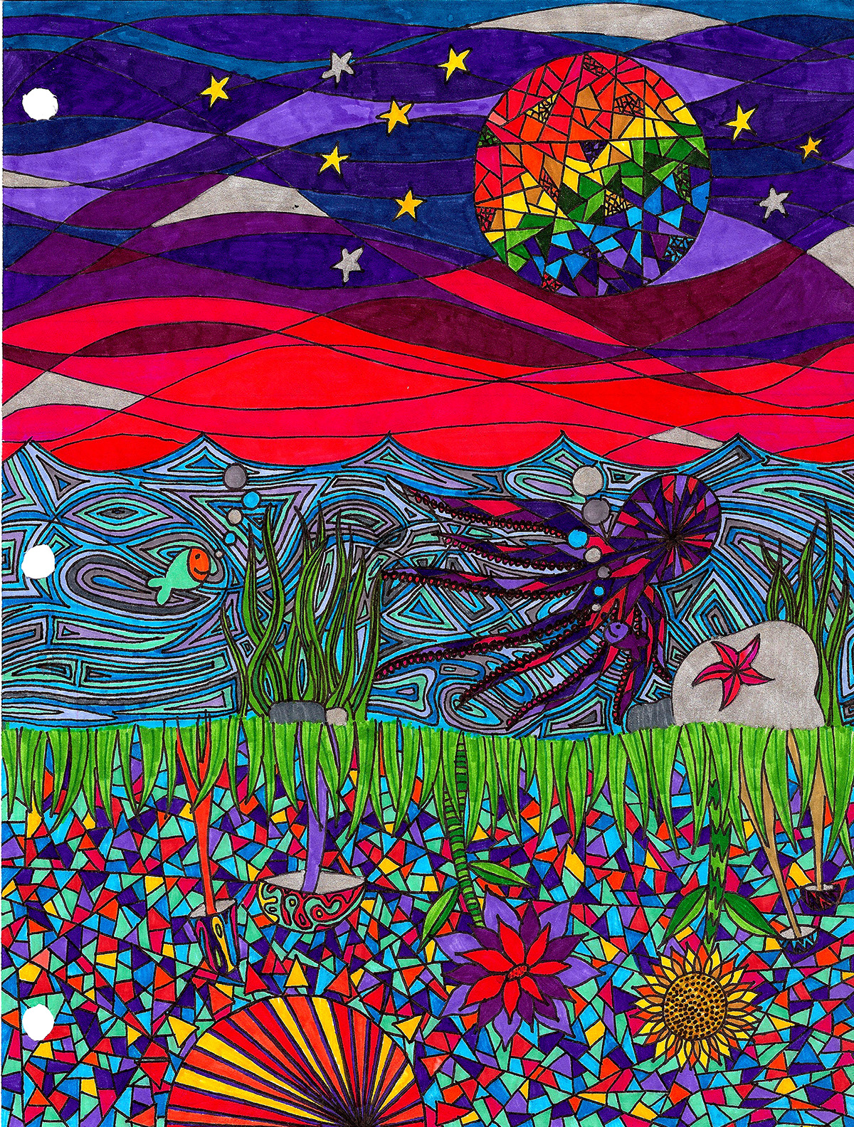 Psychedlic print colorful Landscape