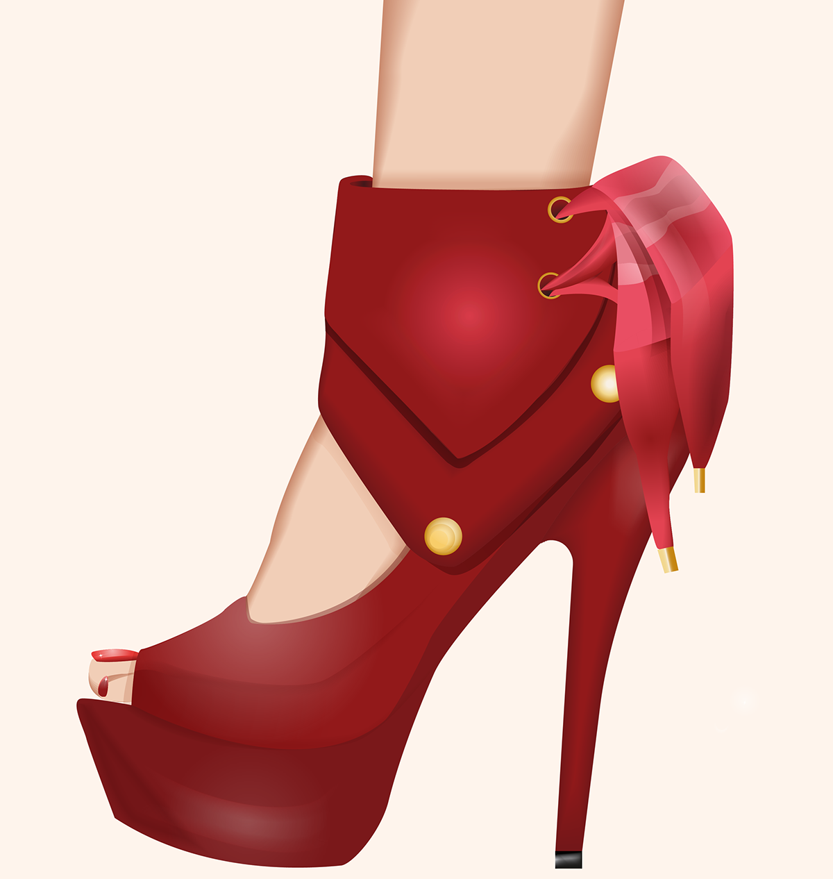 illustration of shoes fashion illustration red shoes illustration project vector arts vectorized shoes Vectorization color layers